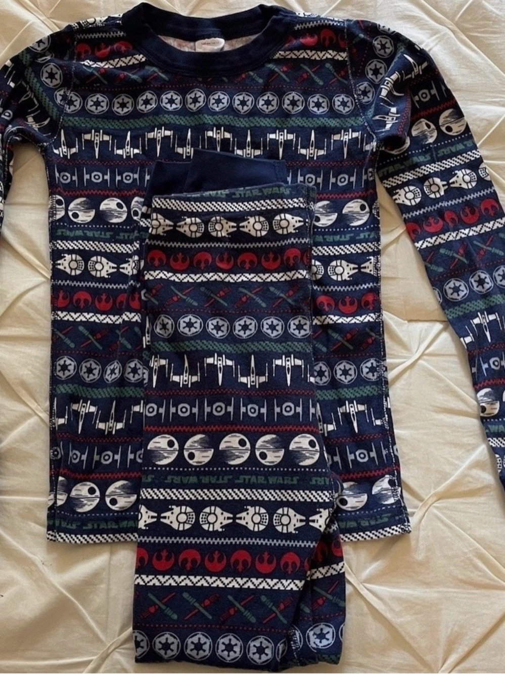 Star Wars Navy Blue Kids Holiday Pajama Set with Red & White Accents